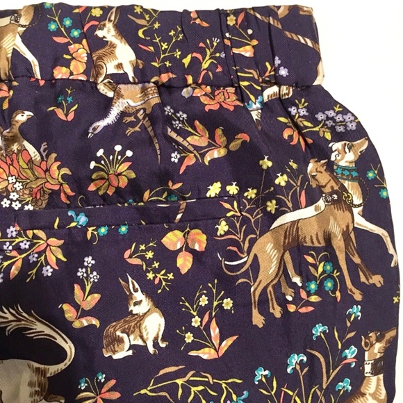 JCREW DRAKES London Trouser Pant Unicorn Dog Rabbit Bird Silk Pajama Navy Blue 0 - Picture 12 of 16